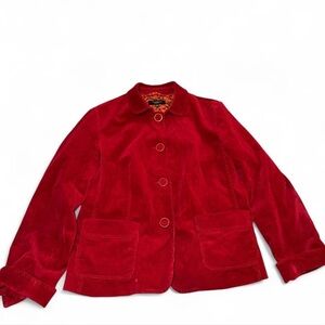 Talbots Red Corduroy Jacket with Patterned Lining